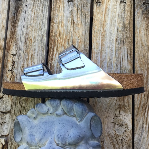 NWT Birkenstock Arizona Sandal Leather Silver 39 - Picture 7 of 8